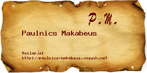 Paulnics Makabeus névjegykártya